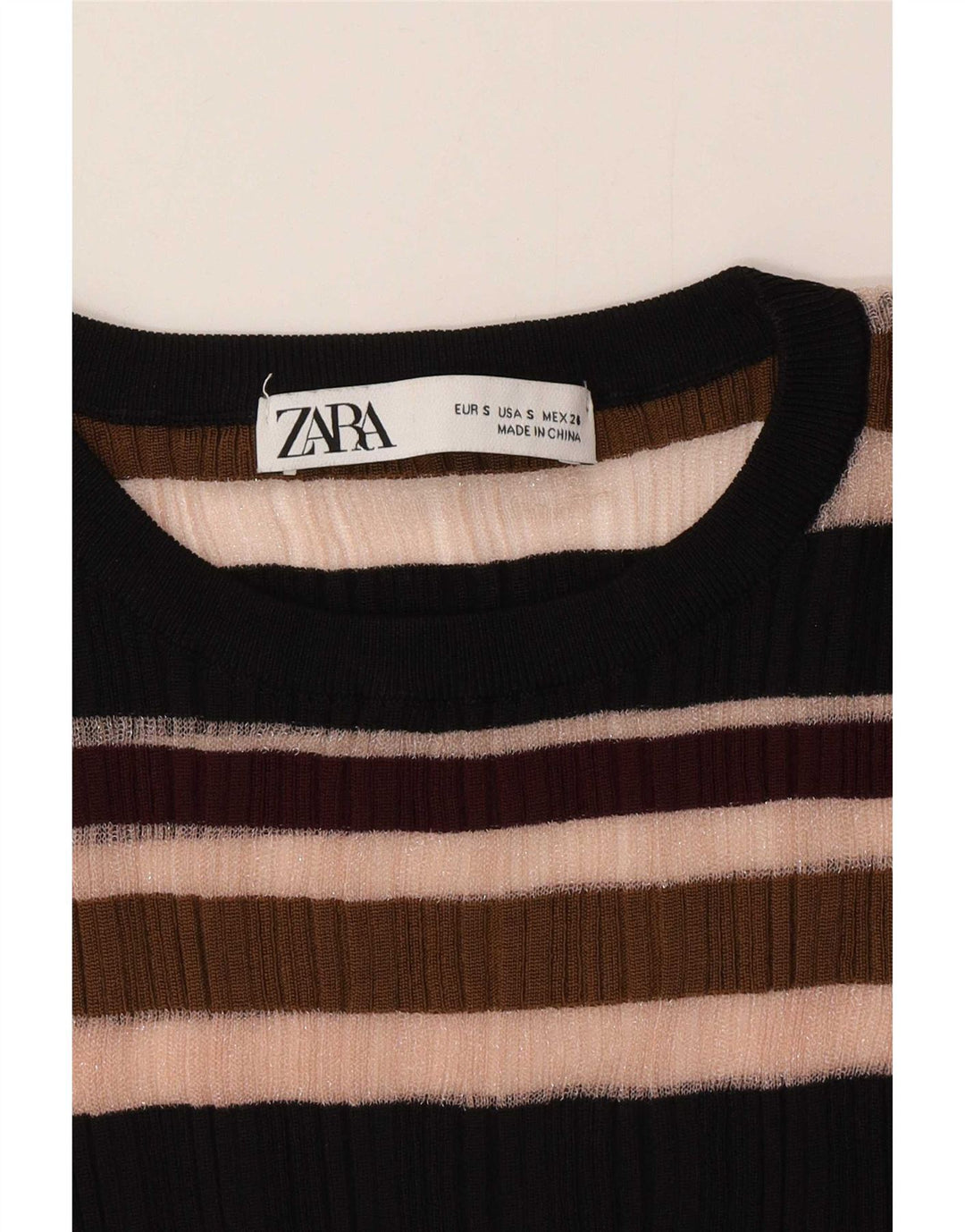Женский прозрачный топ Zara с длинным рукавом, Великобритания, 8 маленьких разноцветных полосок
