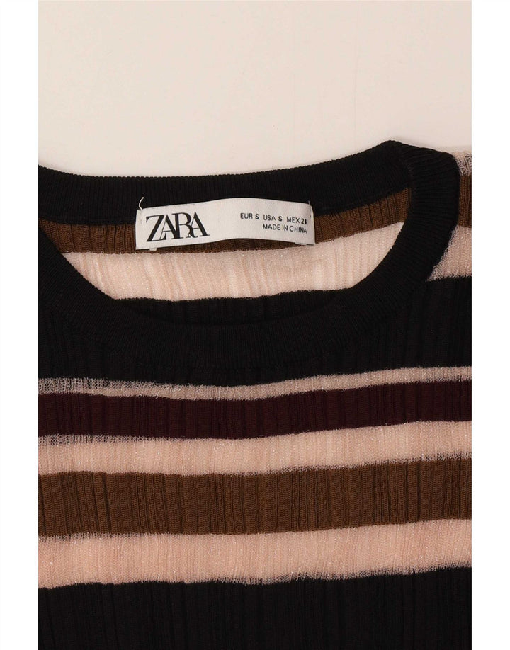Женский прозрачный топ Zara с длинным рукавом, Великобритания, 8 маленьких разноцветных полосок