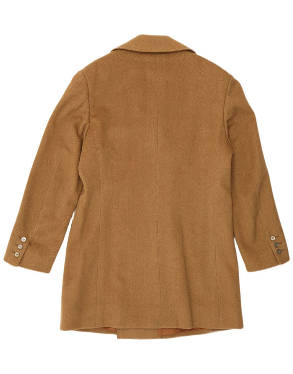 Винтажное мужское двубортное пальто UK 34 XS Бежевое с узором «в елочку»