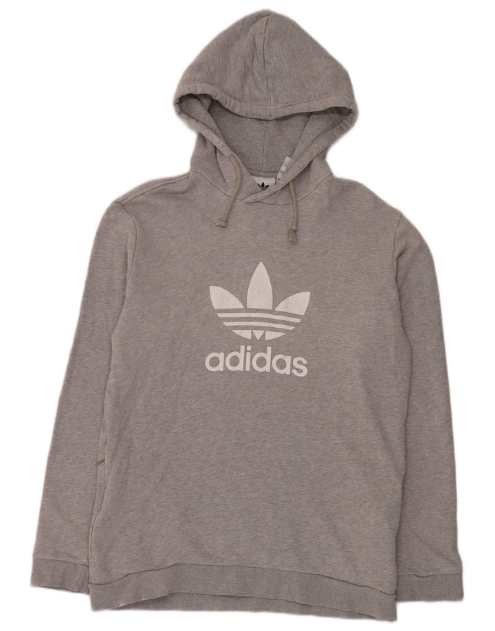 Мужской джемпер с капюшоном Adidas с графическим рисунком, средний серый, хлопок