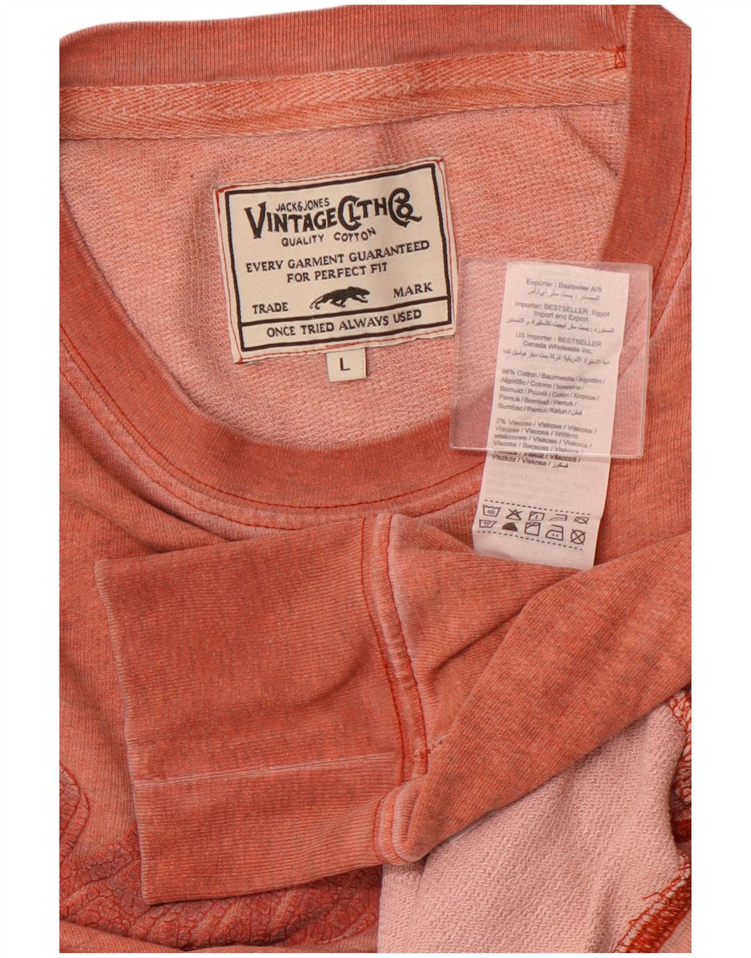 JACK & JONES Мужской топ с рисунком, длинный рукав, большой розовый хлопок