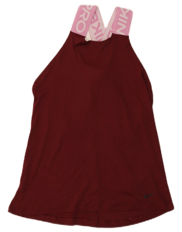 Женский топ с графическим рисунком NIKE Dri Fit UK 8, маленький бордовый нейлон с цветными блоками