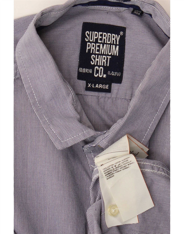 Мужская рубашка Superdry XL, синяя хлопковая полоска