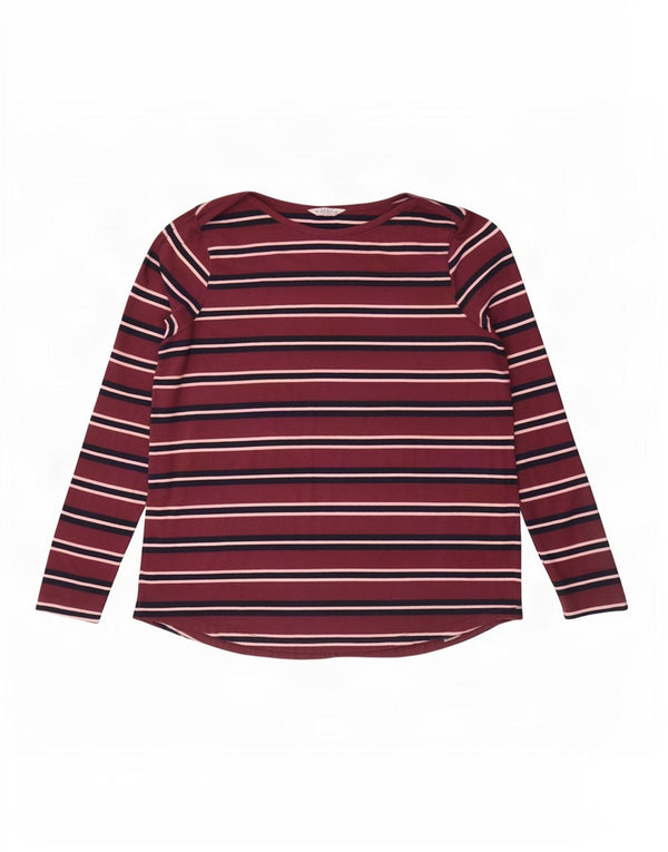 Женский топ Fat Face с длинным рукавом, Великобритания, 18 XL, бордовый, в полоску, хлопок