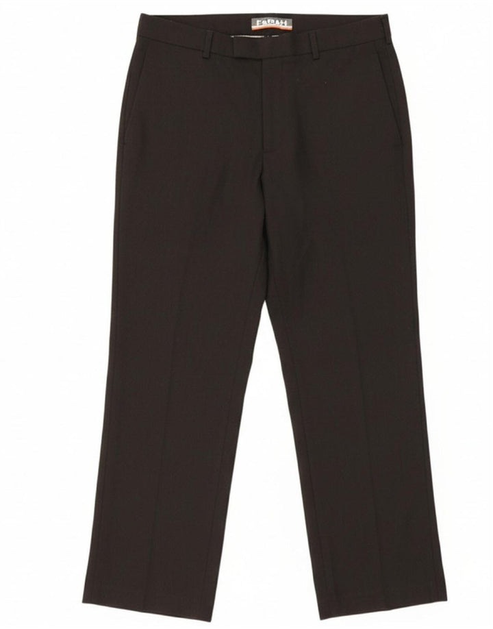 FARAH Mens Straight Suit Trousers W34 L30 Black Polyester