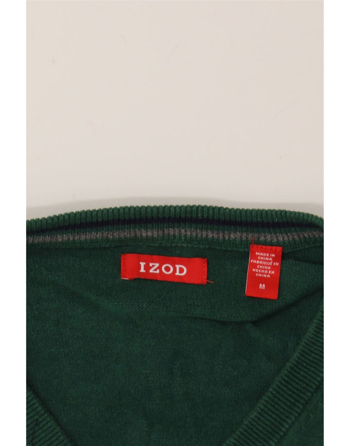 IZOD Mens V-Neck Jumper Sweater Medium Green Vintage Izod and Second-Hand Izod from Messina Hembry 
