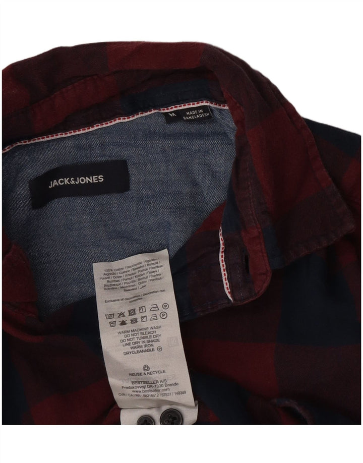 Мужская фланелевая рубашка Jack & Jones среднего бордового цвета в мелкую клетку, хлопок