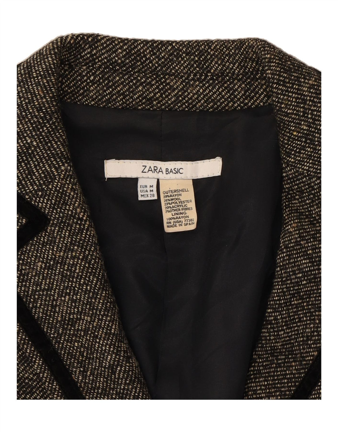 ZARA Womens 1 Button Blazer Jacket UK 12 Medium Grey Rayon Vintage Zara and Second-Hand Zara from Messina Hembry 