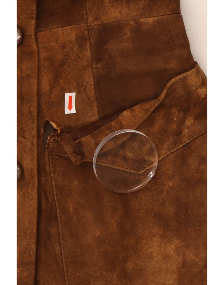 Винтажное женское замшевое пальто UK 10, маленькое коричневое