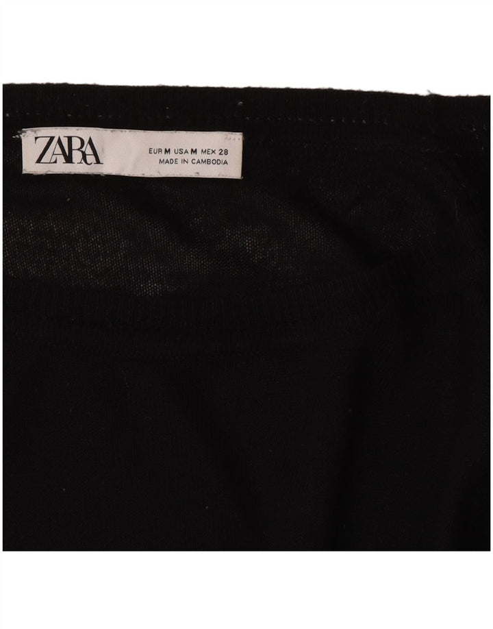 Женский джемпер с вырезом «лодочка» Zara UK 14, средний черный