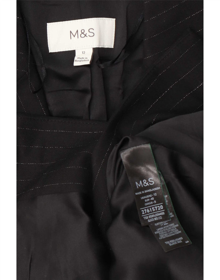 Женский пиджак на 1 пуговице Marks & Spencer UK 12, средний, черный в полоску