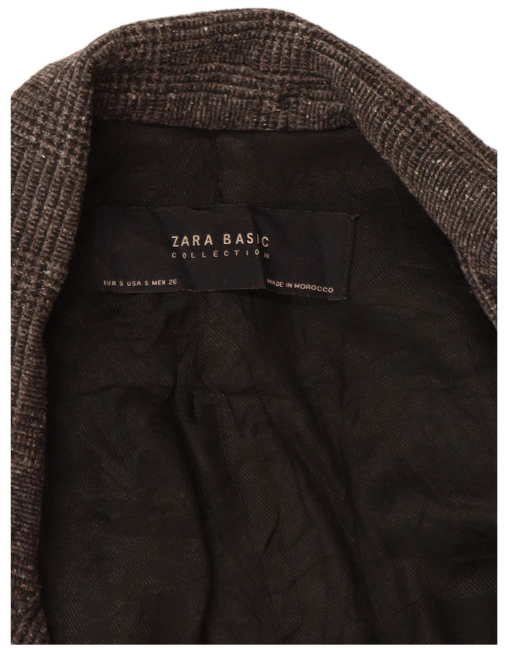 Женский пиджак оверсайз на 1 пуговице Zara UK 10, маленький серый с узором «гусиные лапки»