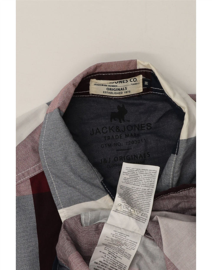 Мужская рубашка Jack & Jones среднего цвета, бордовый, в мелкую клетку, хлопок
