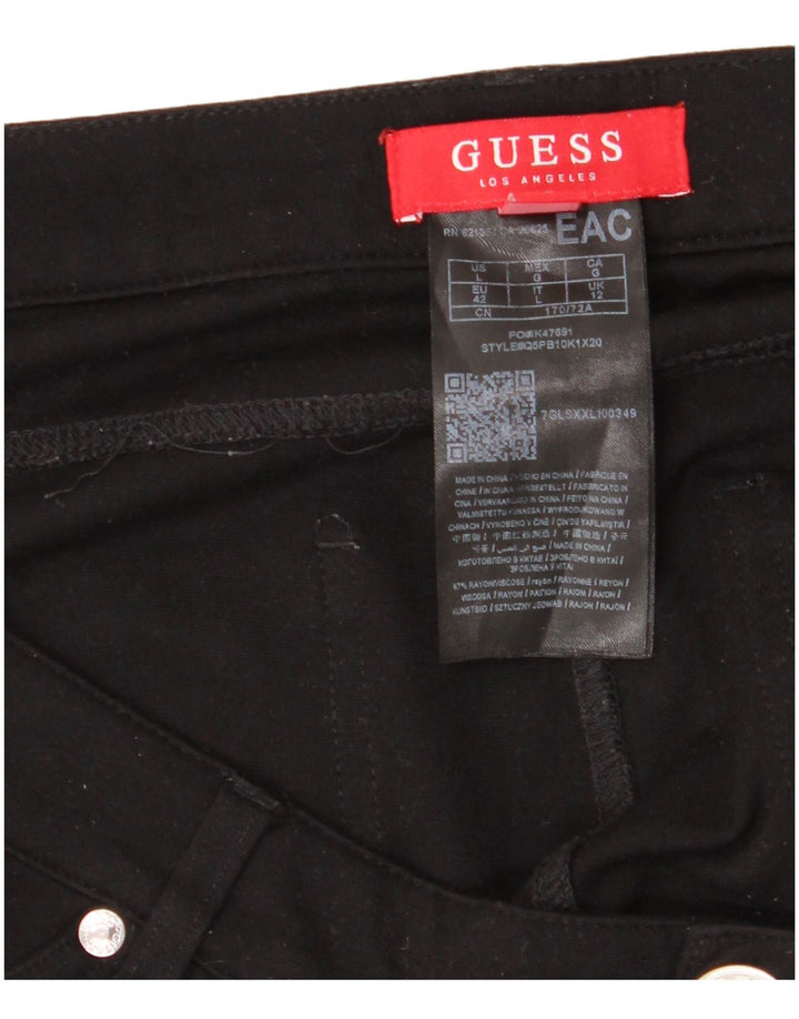 GUESS Женские повседневные узкие брюки с высокой талией UK 12 Medium W34 L27 Черные