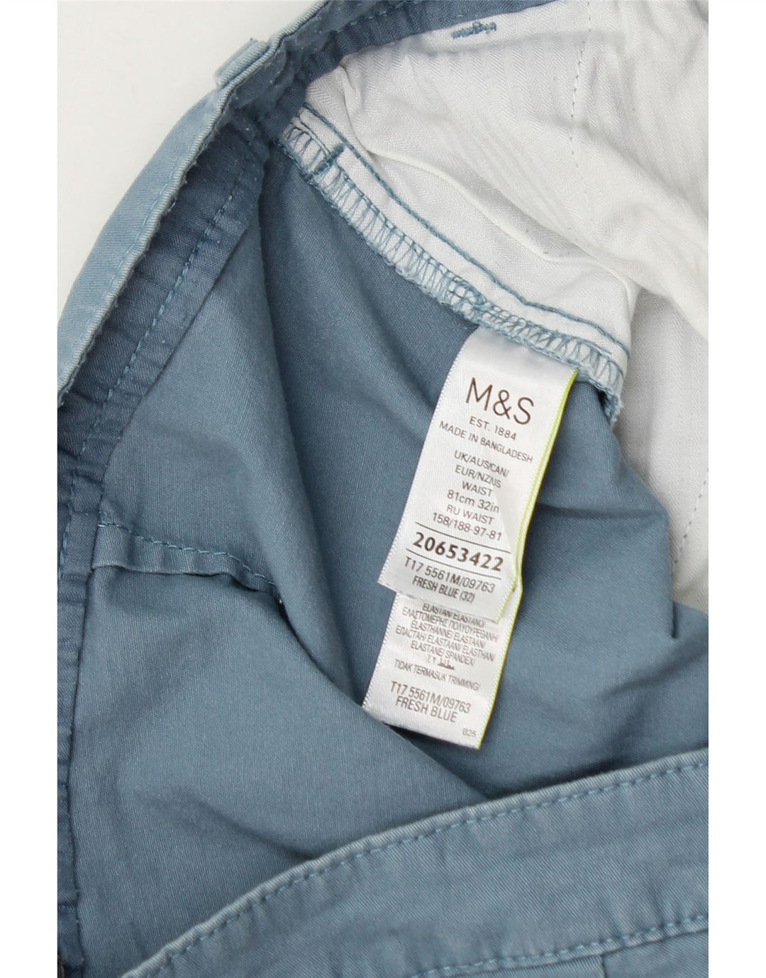Мужские шорты чинос Marks & Spencer W32, средний синий хлопок