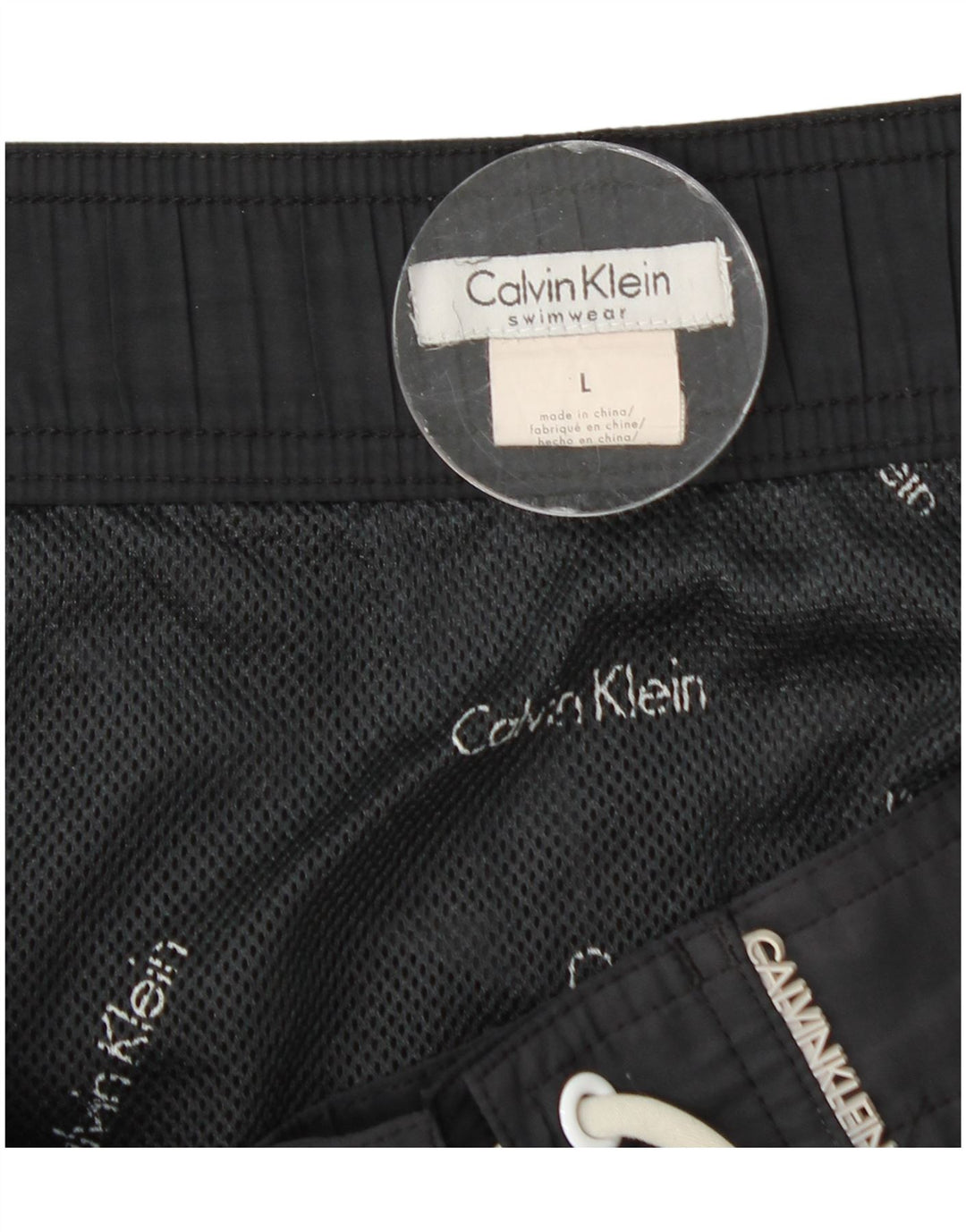 Мужские шорты для плавания с рисунком Calvin Klein, большие черные полиэстер с цветными блоками
