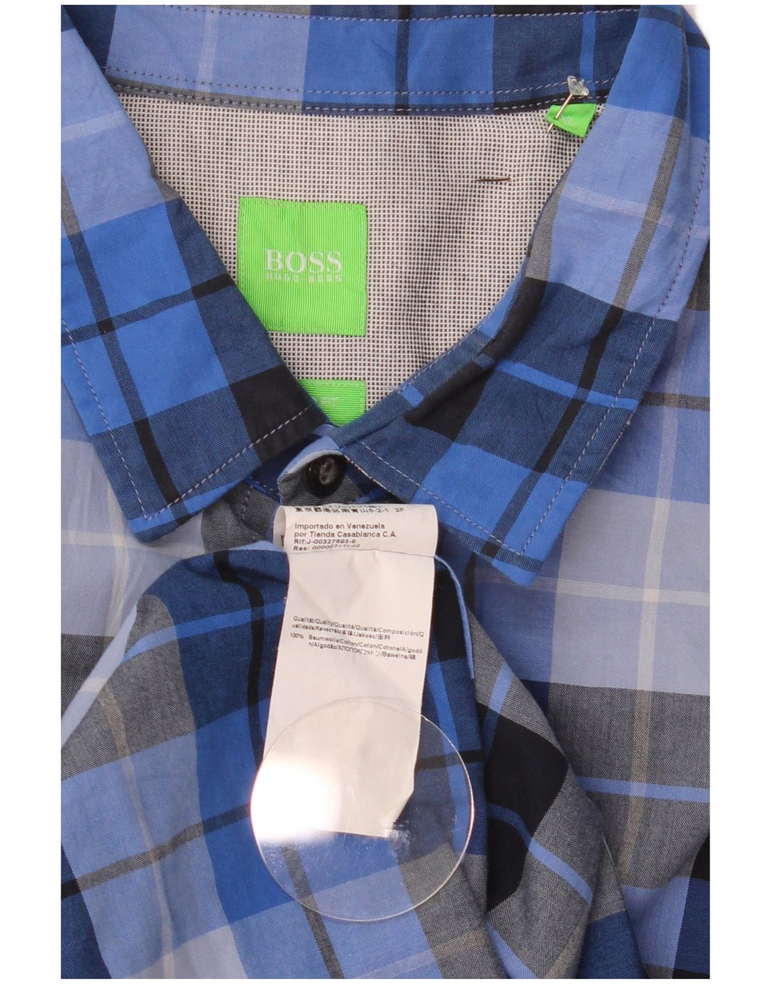 Мужская рубашка обычного кроя Hugo Boss XL, синяя клетка, хлопок