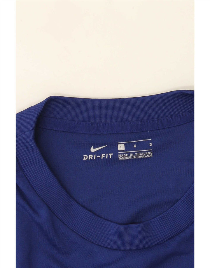 Мужская футболка с графическим рисунком Nike Dri Fit, большая синяя с цветными блоками