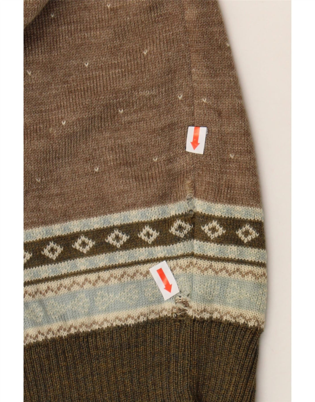SETBALL Mens Polo Neck Jumper Sweater IT 50 Medium Brown Fair Isle Vintage Setball and Second-Hand Setball from Messina Hembry 