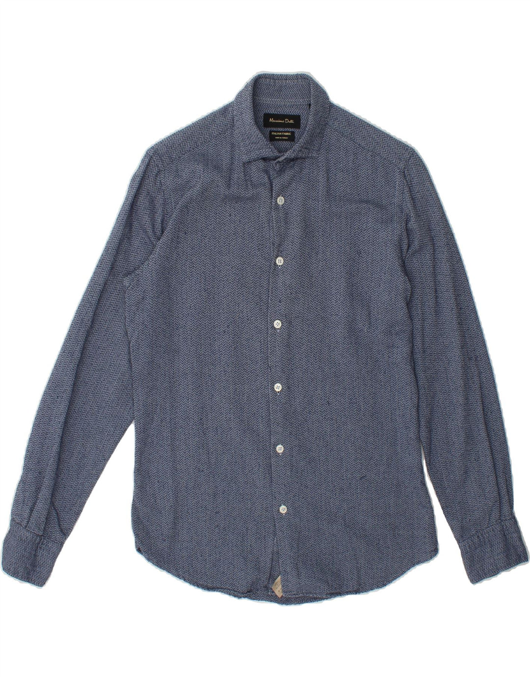 MASSIMO DUTTI Mens Shirt Small Navy Blue Chevron Cotton Vintage Massimo Dutti and Second-Hand Massimo Dutti from Messina Hembry 