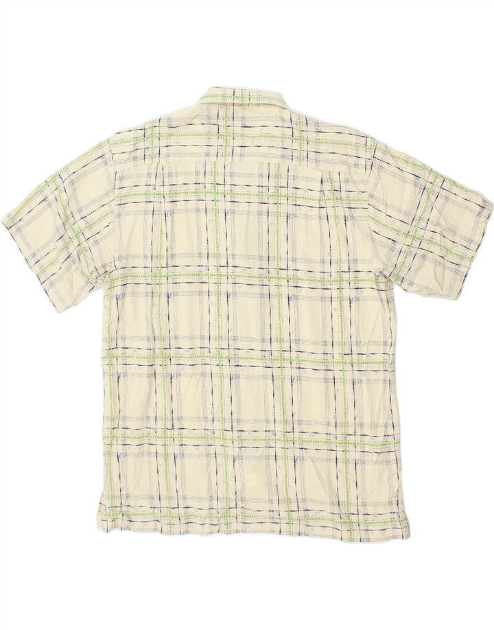 IZOD Mens Short Sleeve Shirt XL Beige Check Silk Vintage Izod and Second-Hand Izod from Messina Hembry 