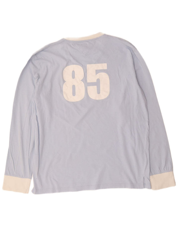 Мужской топ Tommy Hilfiger с длинным рукавом и рисунком, синий цвет, хлопок, 2XL