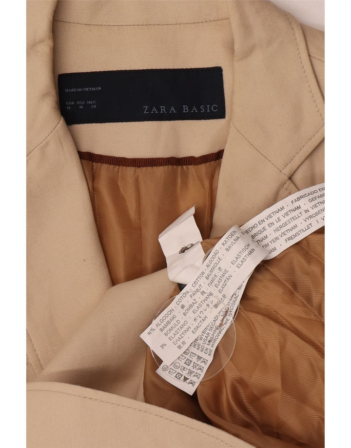 Женский пиджак на 2 пуговицах Zara UK 14, хлопковый средний бежевый цвет