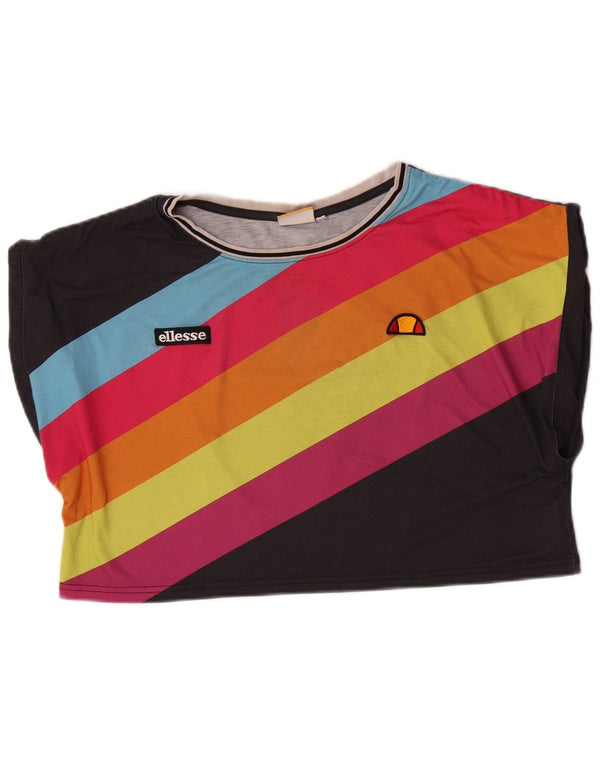 Женская укороченная футболка с рисунком Ellesse UK 14, средний черный в полоску
