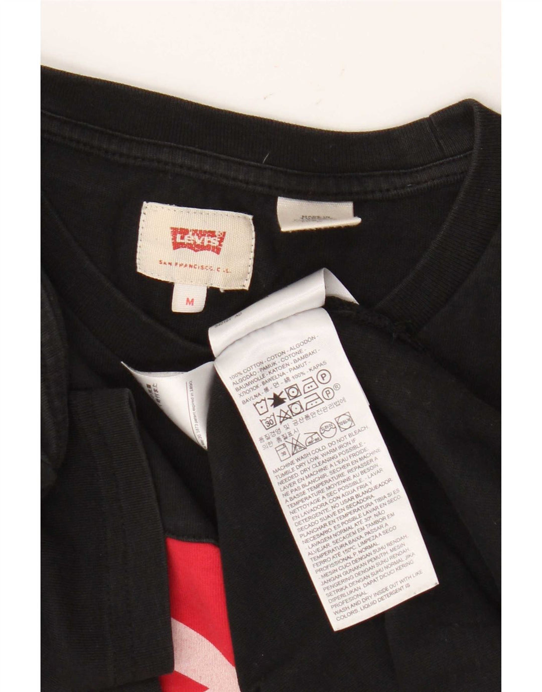Мужская футболка с рисунком Levi's, верх среднего размера, черный хлопок, хлопок