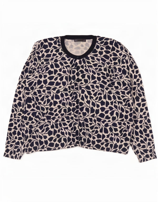 Женский кардиган Marks & Spencer UK 22 3XL Темно-синий из вискозы с цветочным принтом