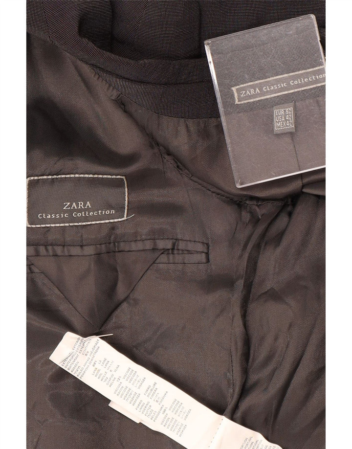 Мужской пиджак Zara на 3 пуговицах EU 52, большой, серый, шерстяной