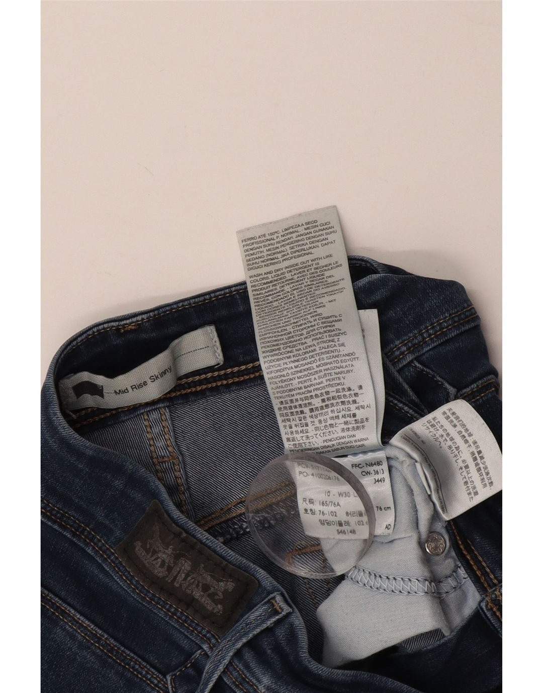 Женские джинсы скинни со средней посадкой LEVI'S W30 L25, синий хлопок