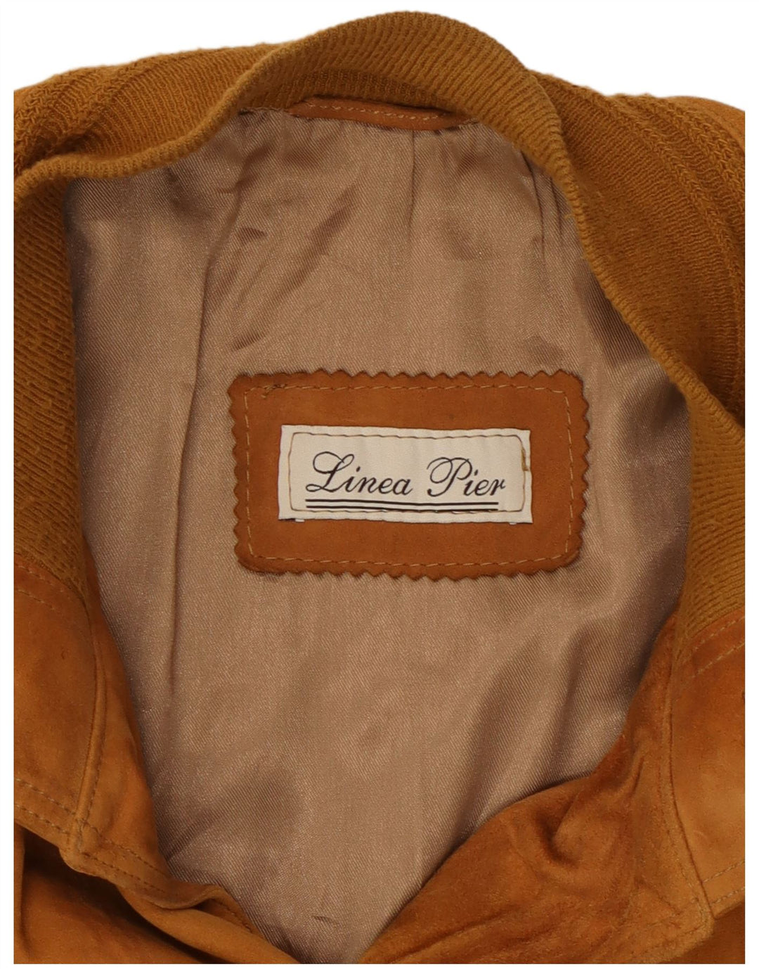 Мужской замшевый бомбер VINTAGE UK 38 средний бежевый кожаный