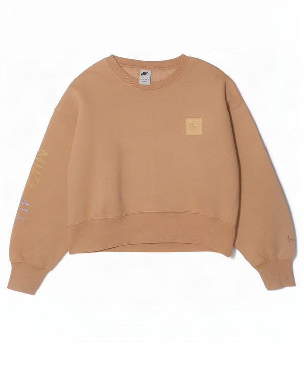 Женский укороченный свитшот с графическим рисунком Nike Oversized UK 6 XS, бежевый, хлопок