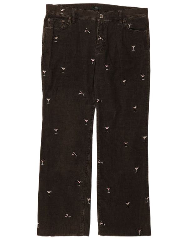 J. Crew Womens Abstract Pattern Corduroy Trousers UK 8 Small W32 L29 Brown