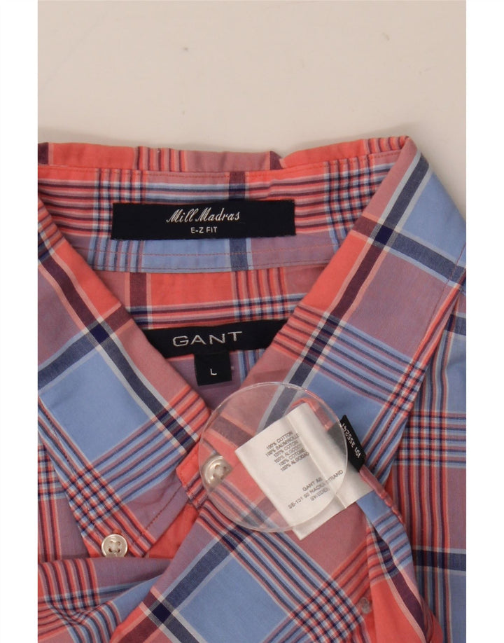 Мужская рубашка с коротким рукавом Gant E-Z Fit, большая разноцветная хлопковая клетка
