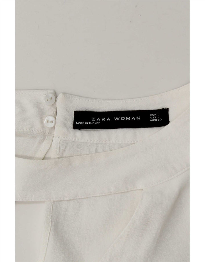 Женская блузка с рукавом 3/4 Zara UK 16, большая белая