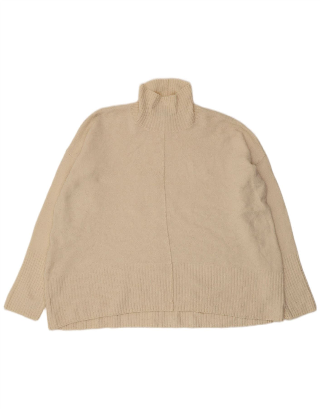 TOPSHOP Womens Oversized Turtle Neck Jumper Sweater UK 14 Large Off White