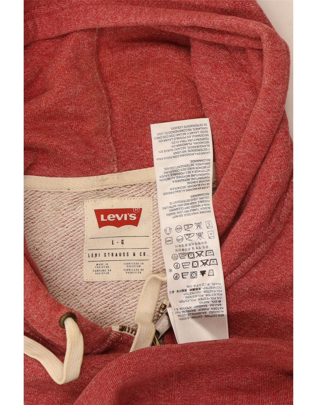 Мужской свитер с капюшоном на молнии Levi's, большой красный, хлопковый