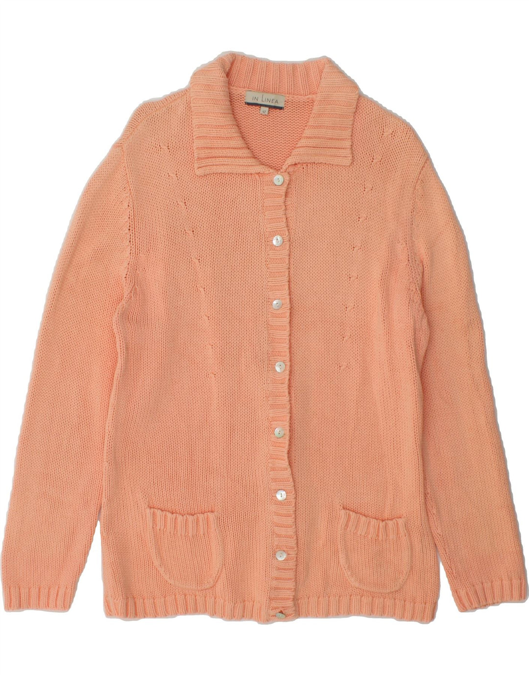 VINTAGE Womens Cardigan Sweater IT 42 Medium Orange Cotton Vintage Vintage and Second-Hand Vintage from Messina Hembry 