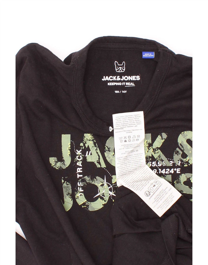 Топ с рисунком Jack & Jones для мальчиков с длинными рукавами, 13–14 лет, черный