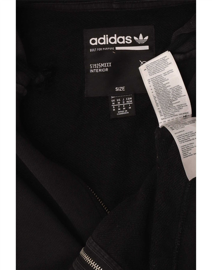 Мужской свитер с капюшоном Adidas на молнии с графическим рисунком, средний черный, хлопковый