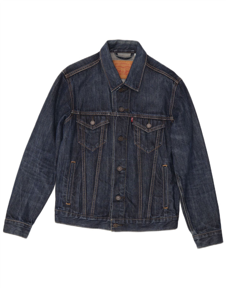 Мужская джинсовая куртка Levi's UK 36, маленькая, темно-синяя, хлопок