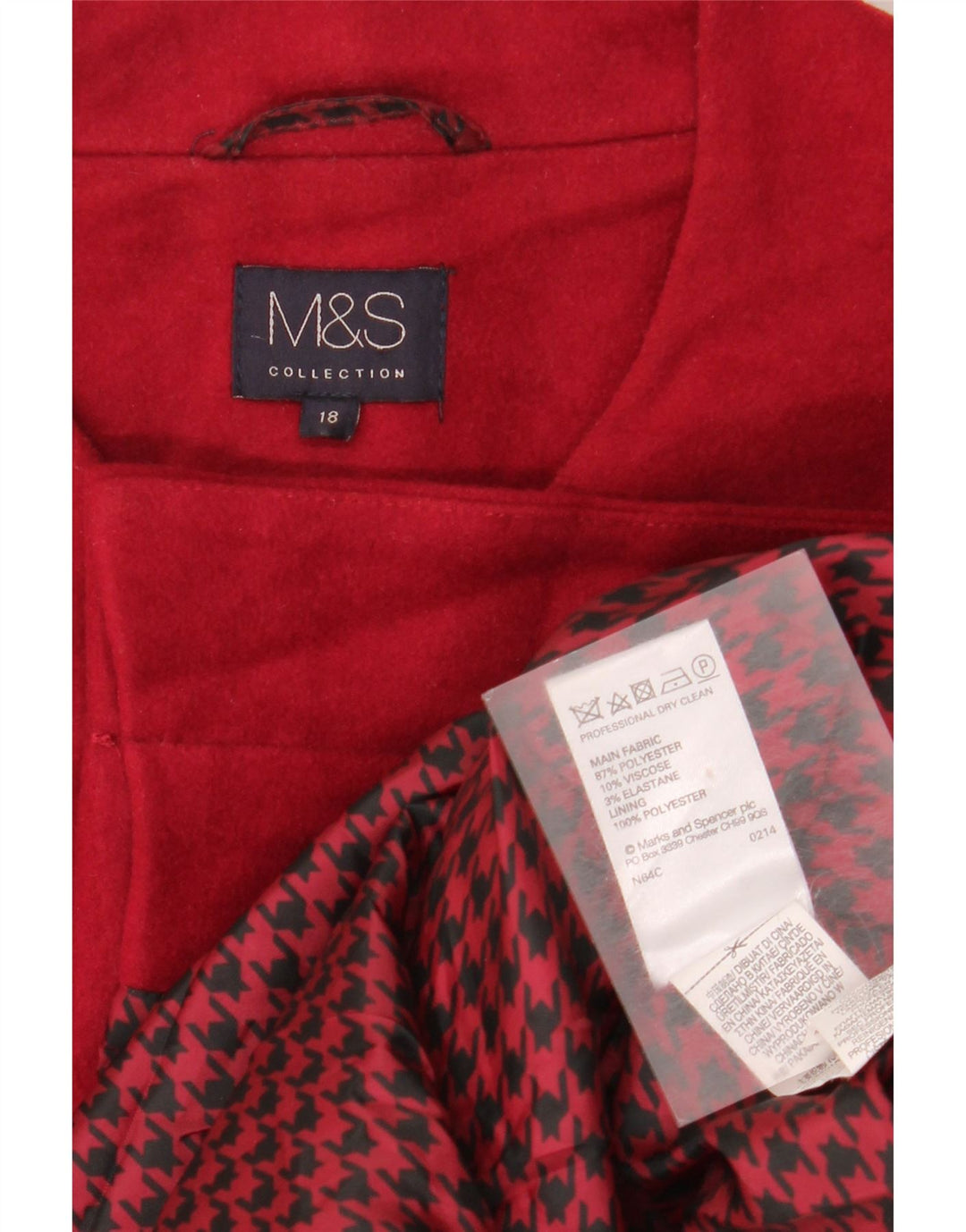 Женское пальто Marks & Spencer UK 18 XL, красный полиэстер
