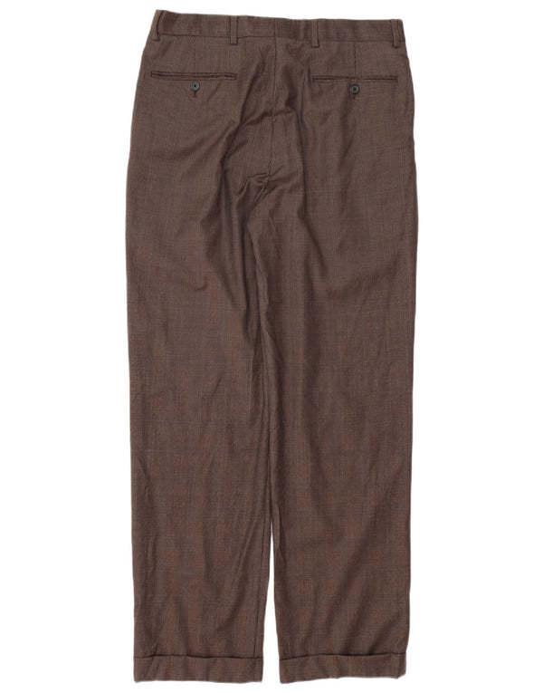 Мужские костюмные брюки BROOKS BROTHERS Madison Pegged W33 L31 коричневые шерстяные в клетку