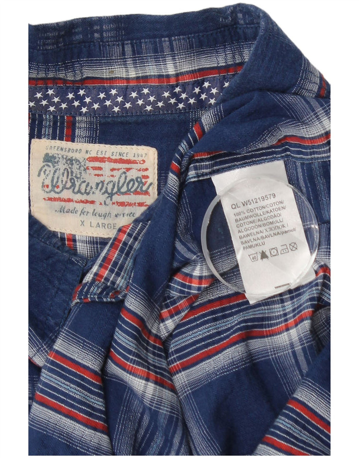 Мужская рубашка с коротким рукавом Wrangler XL, синяя клетка, хлопок