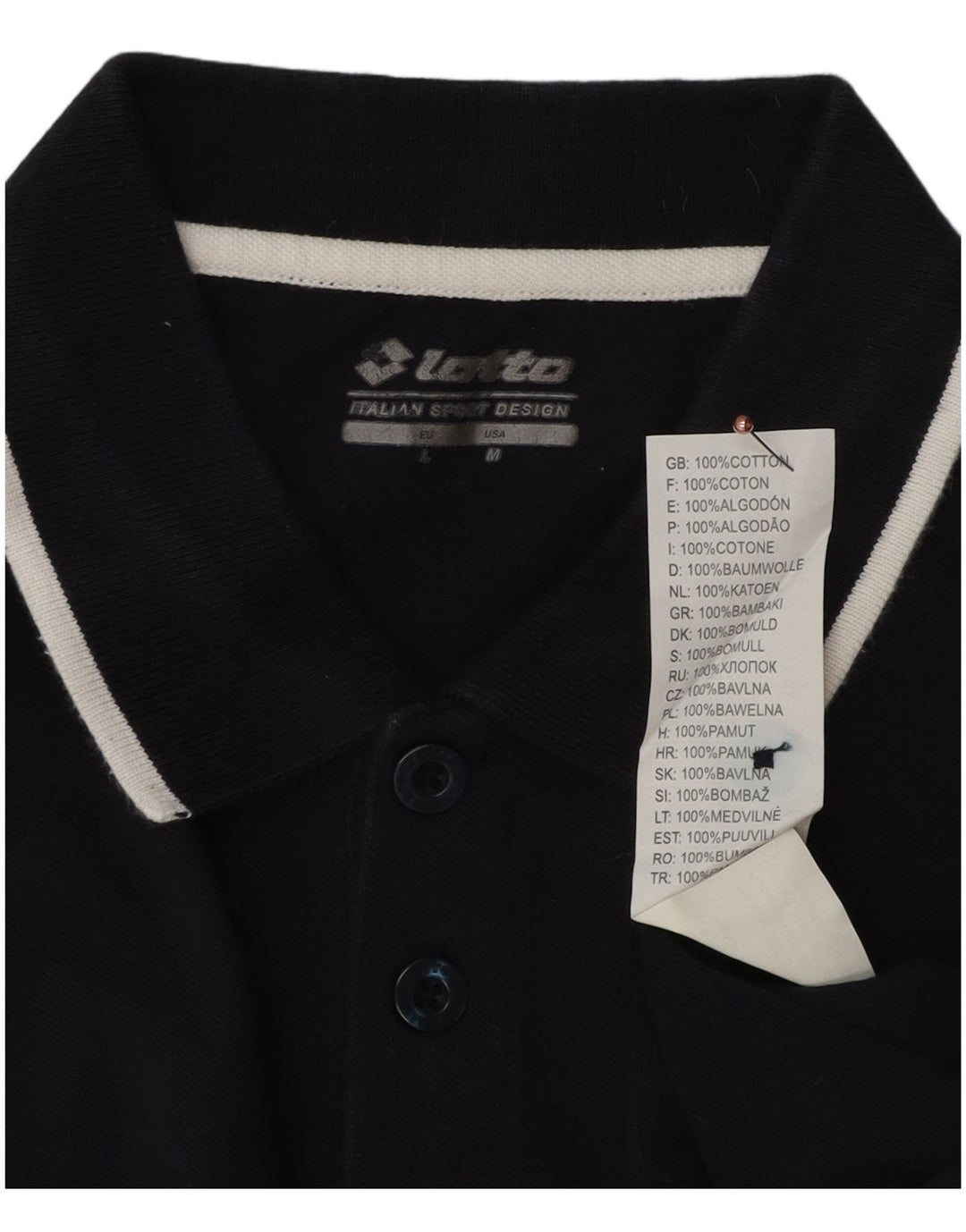 Мужская рубашка поло Lotto среднего размера, темно-синяя, хлопок