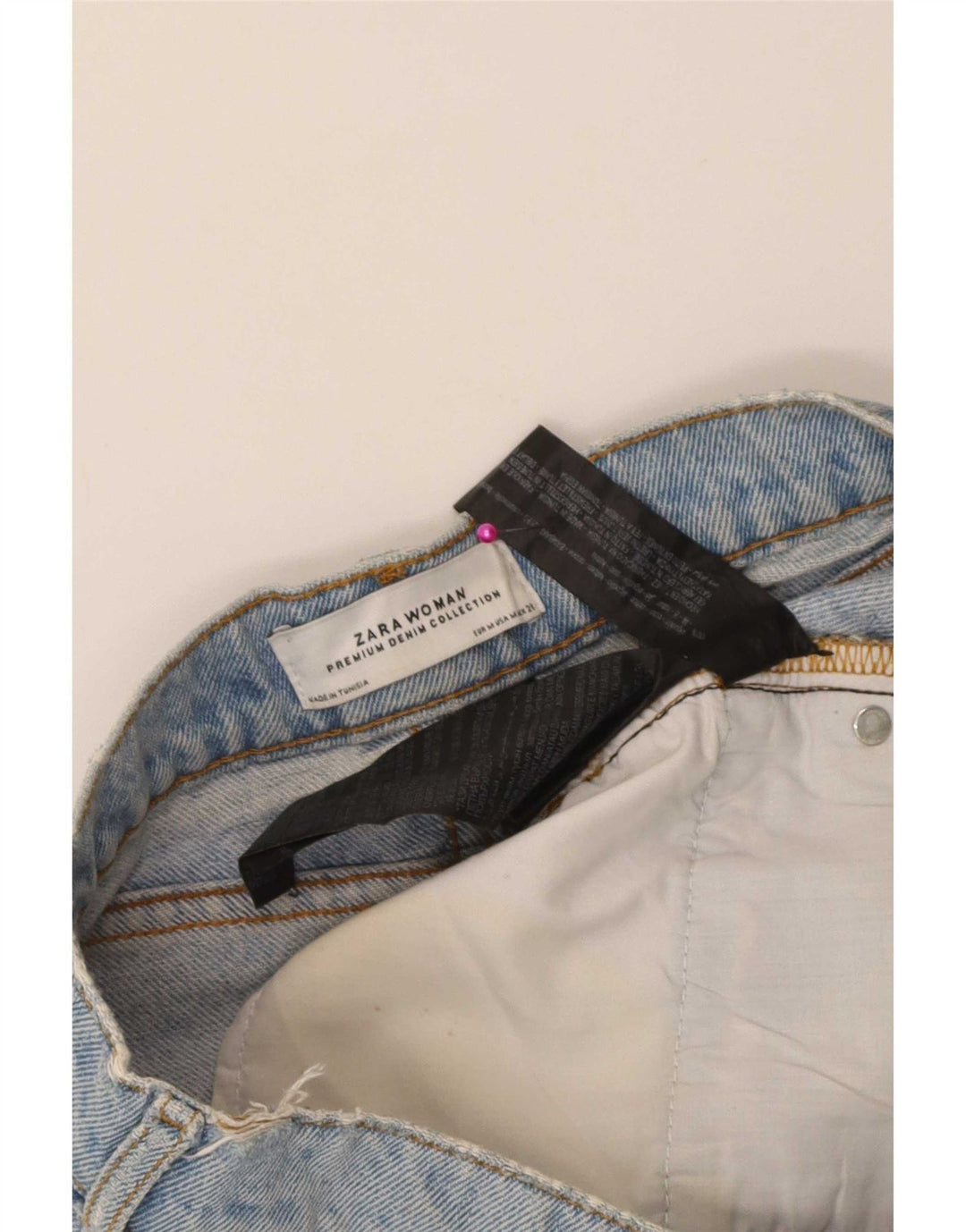 Женская джинсовая мини-юбка Zara среднего размера W28, синяя, хлопок