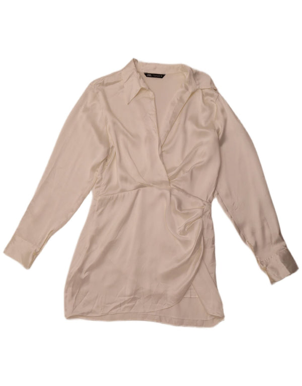 Женское платье-пуловер ZARA UK 14, средний белый шелк