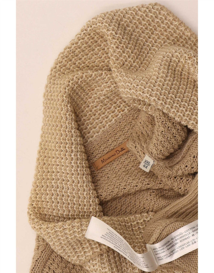 Мужской свитер Massimo Dutti с отложным воротником 2XL, бежевый хлопок